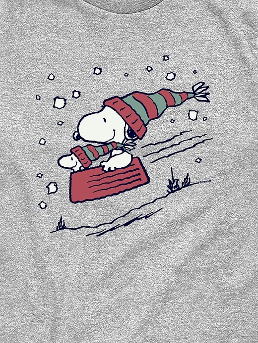 Image number 3 showing, Toddler Peanuts Snoopy Sledding Short Sleeve Graphic Tee