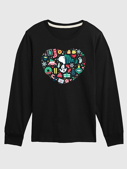 Image number 1 showing, Toddler Peanuts Snoopy Holiday Icons Heart Long Sleeve Tee