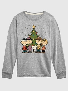 Toddler Peanuts Snoopy and Friends Christmas Tree Long Sleeve Graphic Tee