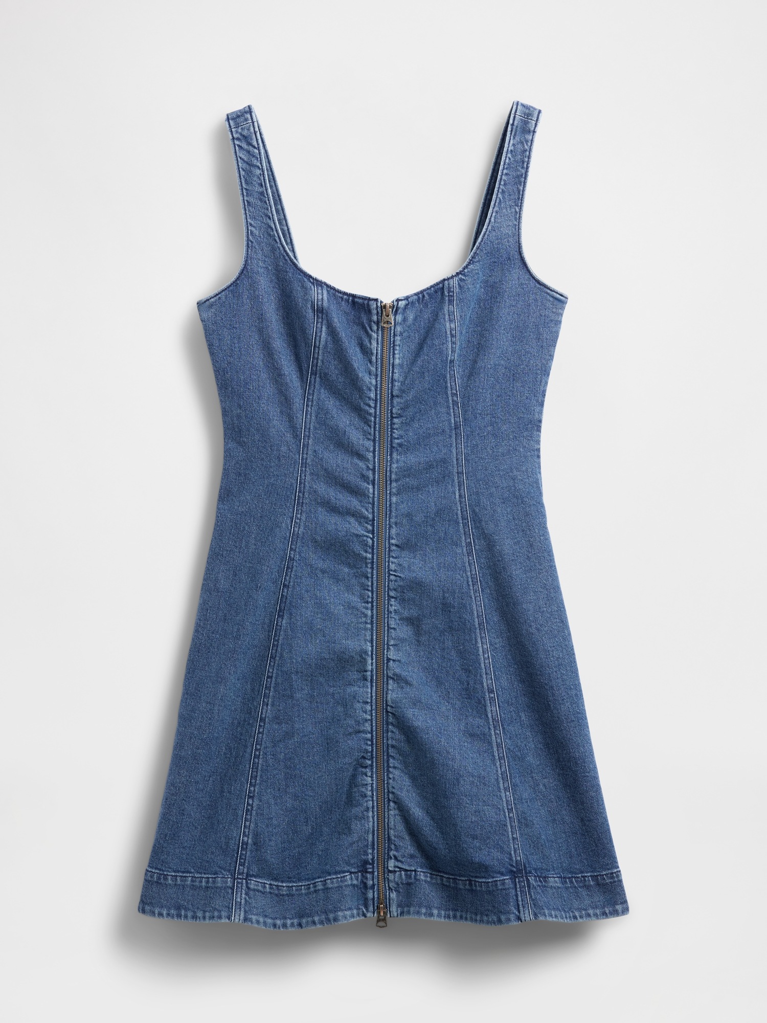 Женское платье Gap Denim Zip-Front Mini, цвет: Средняя варка — фото 6