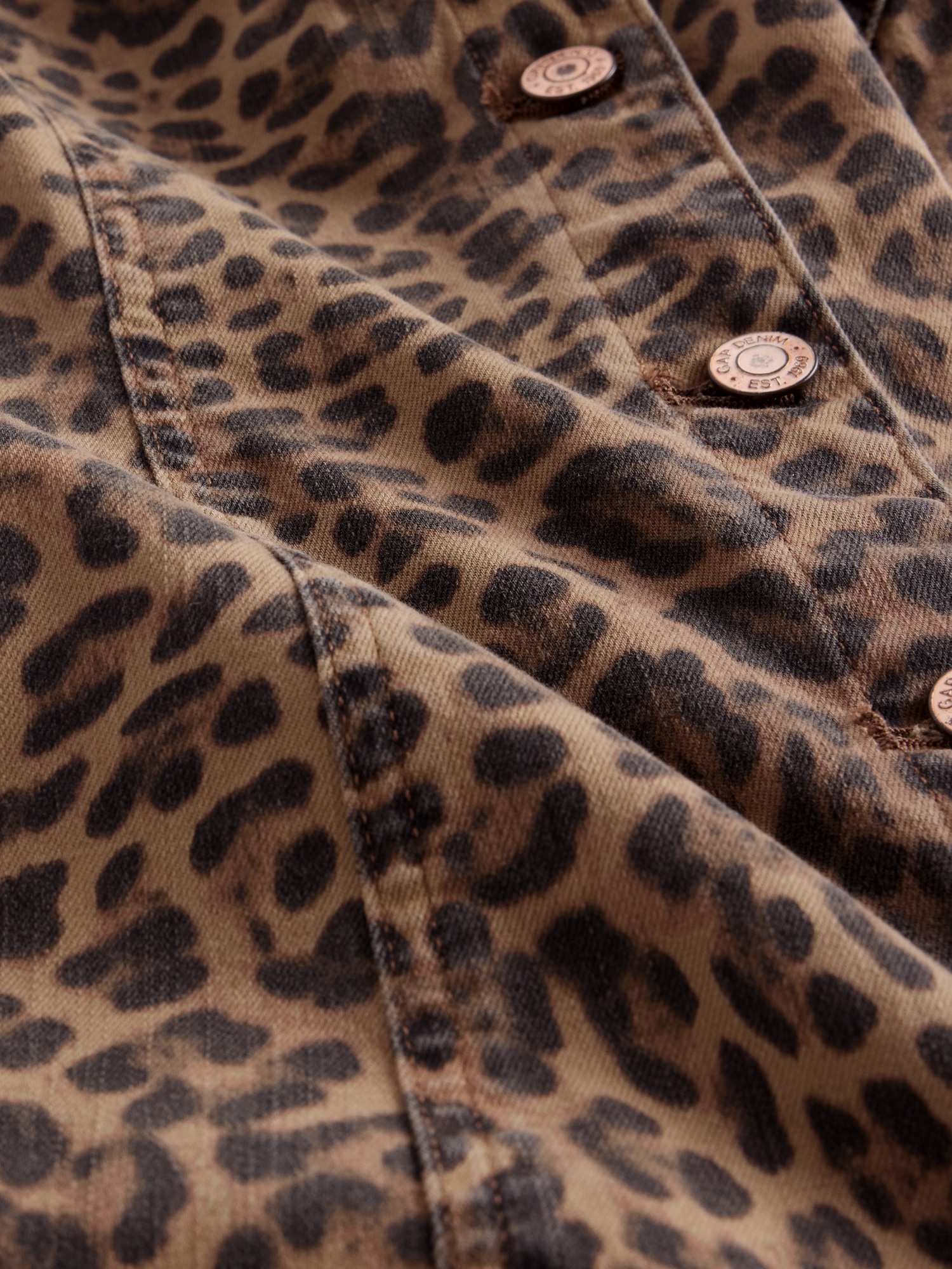 Leopard Denim V-Neck Mini Dress