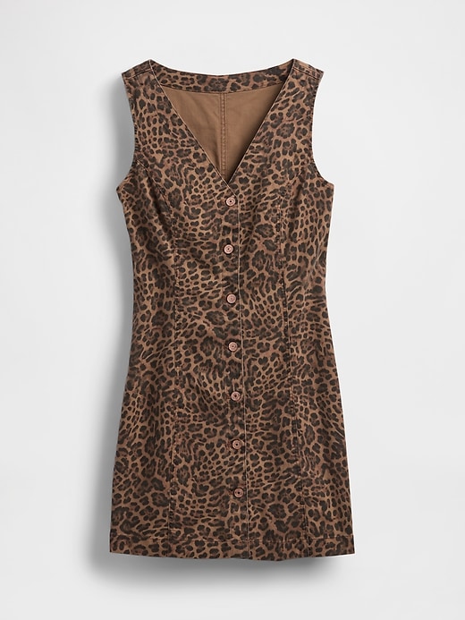 Image number 5 showing, Leopard Denim V-Neck Mini Dress