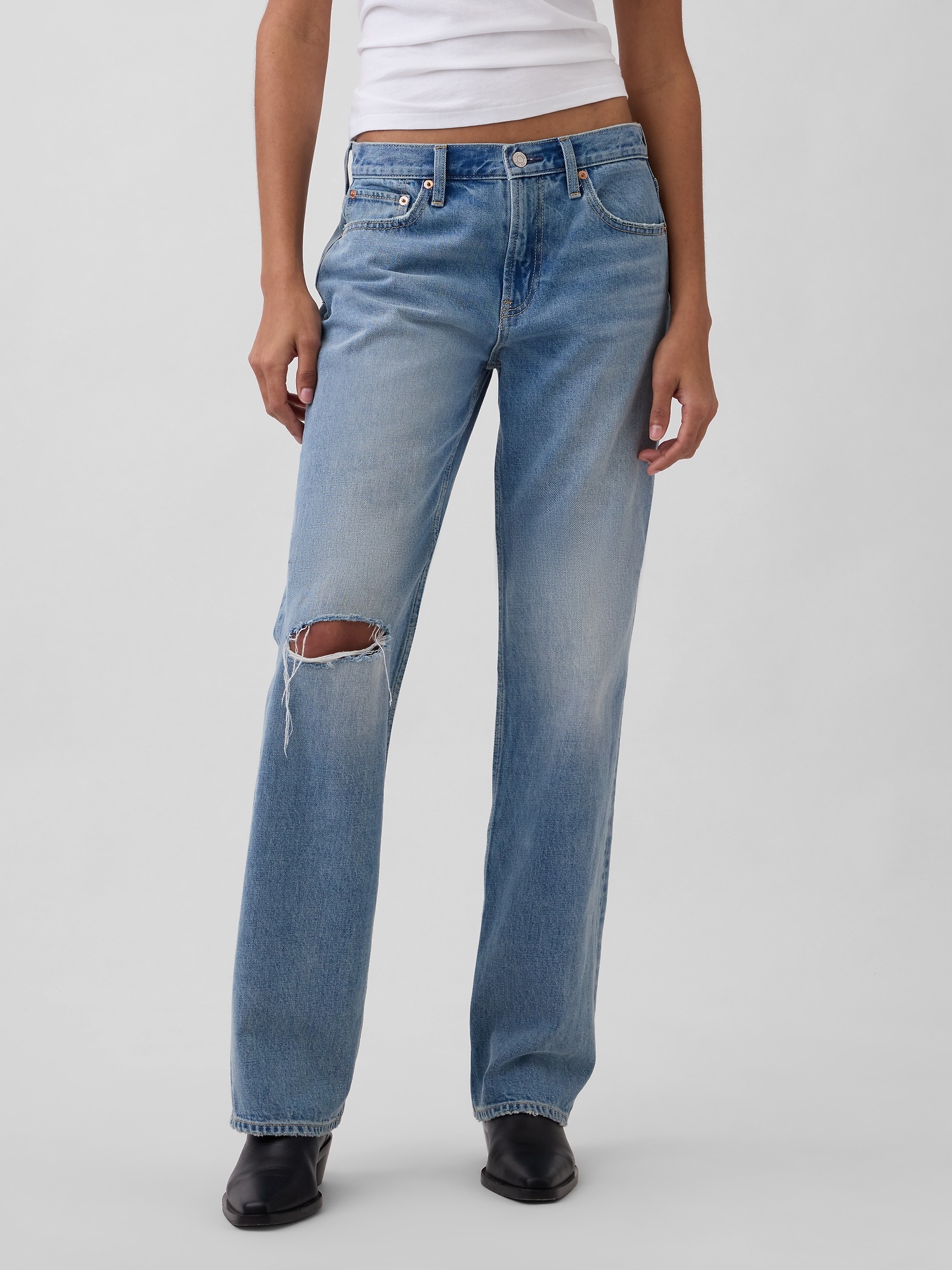 Женские джинсы Gap Mid Rise Rigid Relaxed Straight Jeans — фото 2