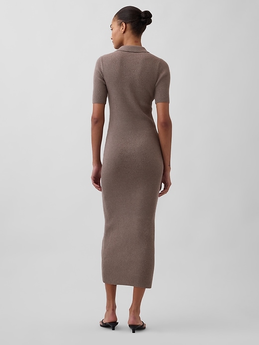 Image number 2 showing, CashSoft Rib Collared Midi Cardigan Dress