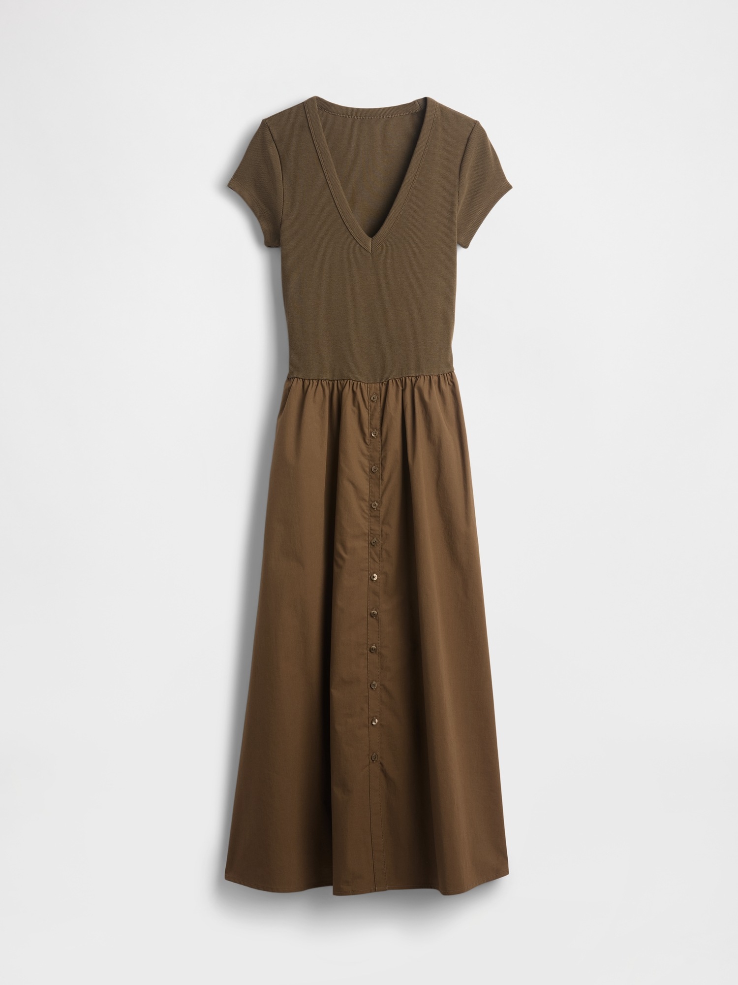 Женское платье Gap Modern Mixed Media Maxi, цвет: Оливковый зелёный — фото 4