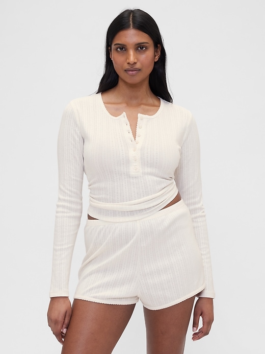 Image number 1 showing, Gap × Summer Fridays Pointelle Henley PJ Top