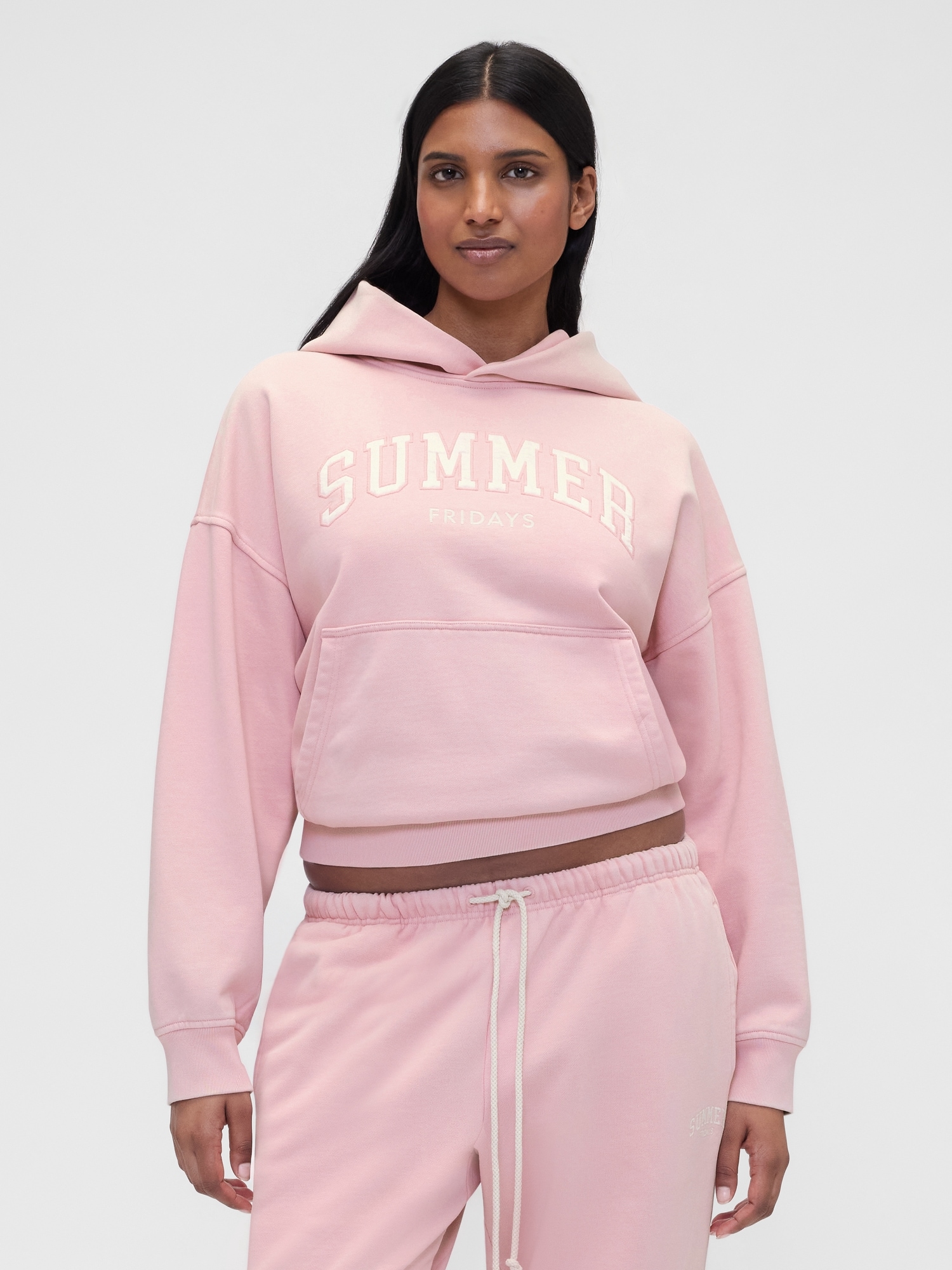 Gap × Summer Fridays Heavyweight Oversized Logo Hoodie In Pink