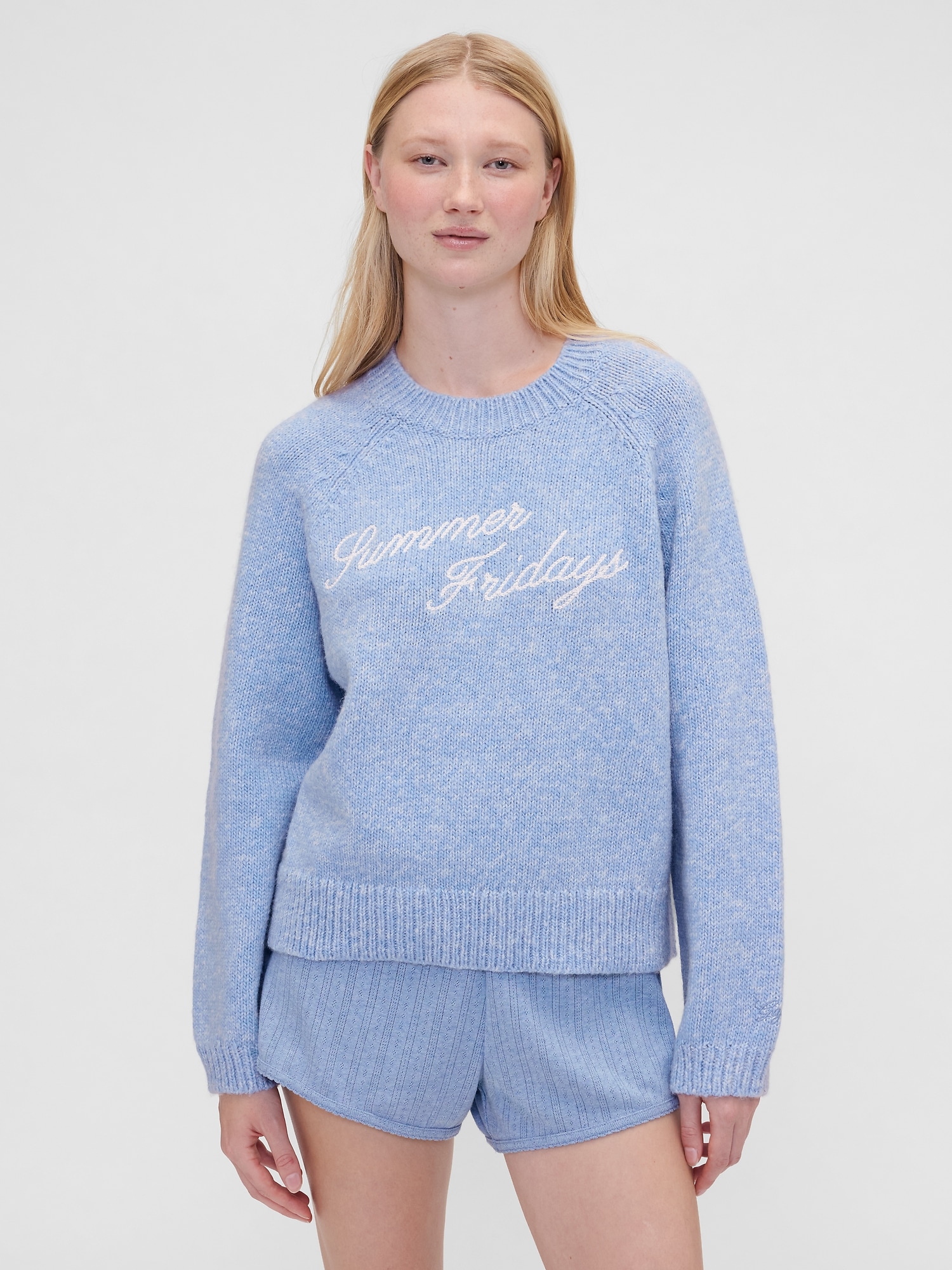 Gap × Summer Fridays Oversized Logo Sweater In Blue