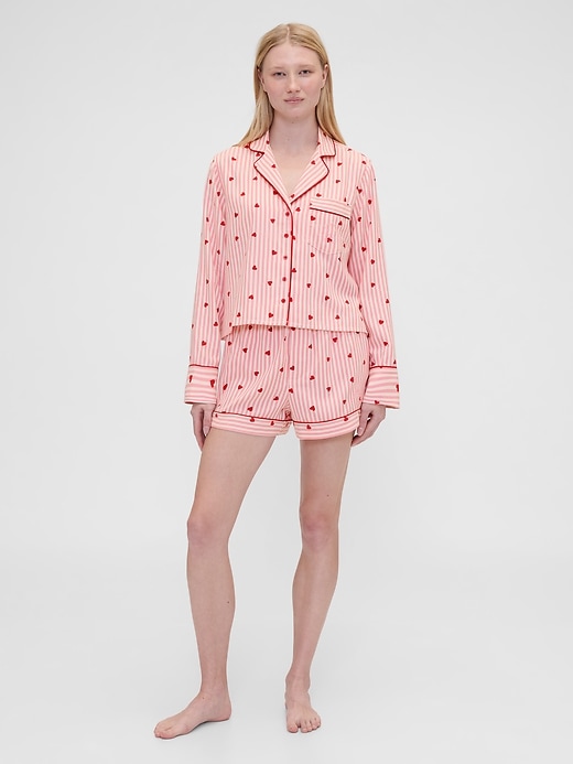 Image number 1 showing, Gap × Summer Fridays Flannel Hearts PJ Boxer Shorts