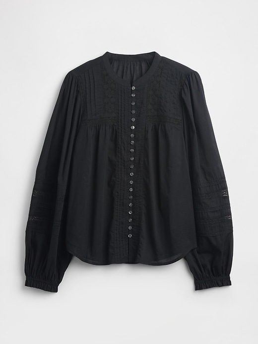 Image number 2 showing, Lace-Trim Pintuck Top