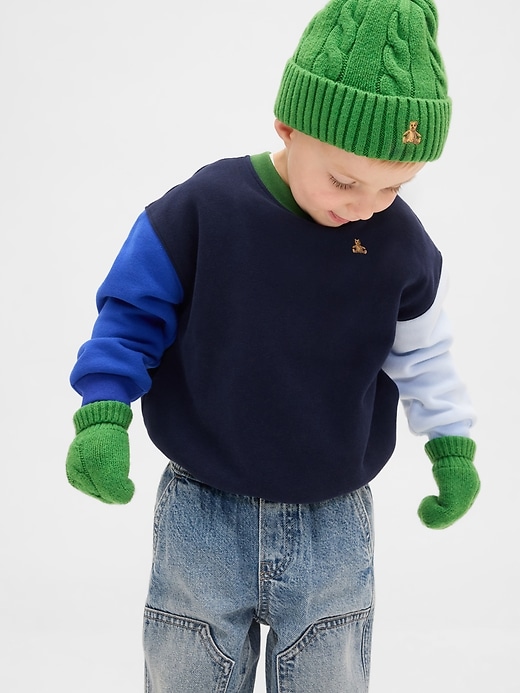 Image number 1 showing, Baby & Toddler CashSoft Cable-Knit Beanie & Mittens Set