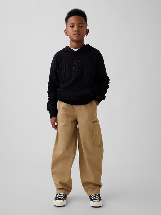 Image number 1 showing, Kids Brushed Cargo Baggy Taper Pants
