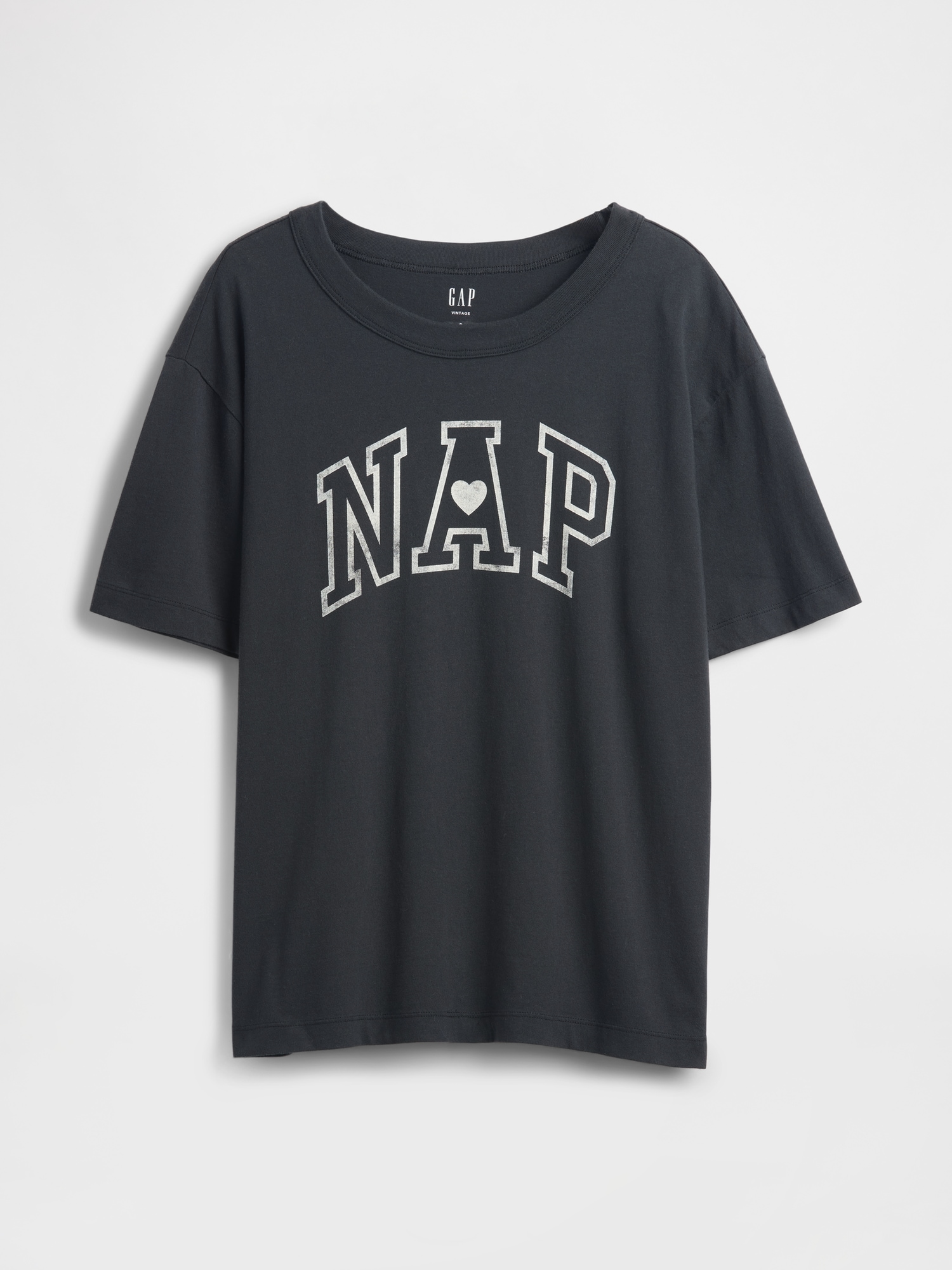 Gap Organic Cotton Oversized Nap Logo Pj T-shirt In Black