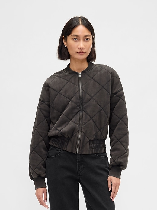 Image number 1 showing, VintageSoft Quilted Bomber Jacket