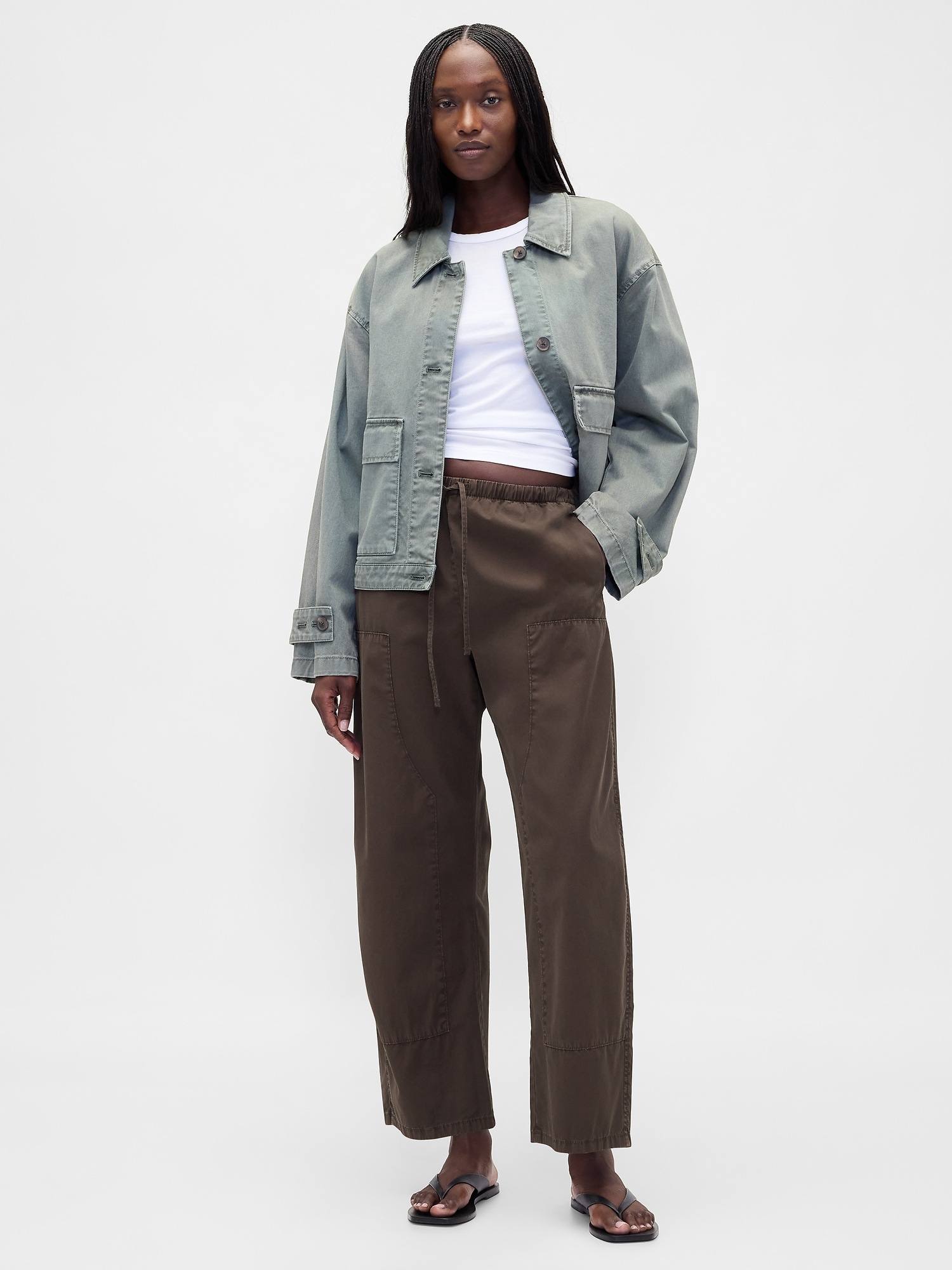 Женские брюки Gap Poplin Easy Double-Knee Barrel Pants