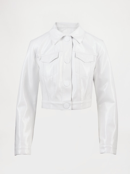 Image number 7 showing, GapStudio Vegan Patent Leather Crop Jacket