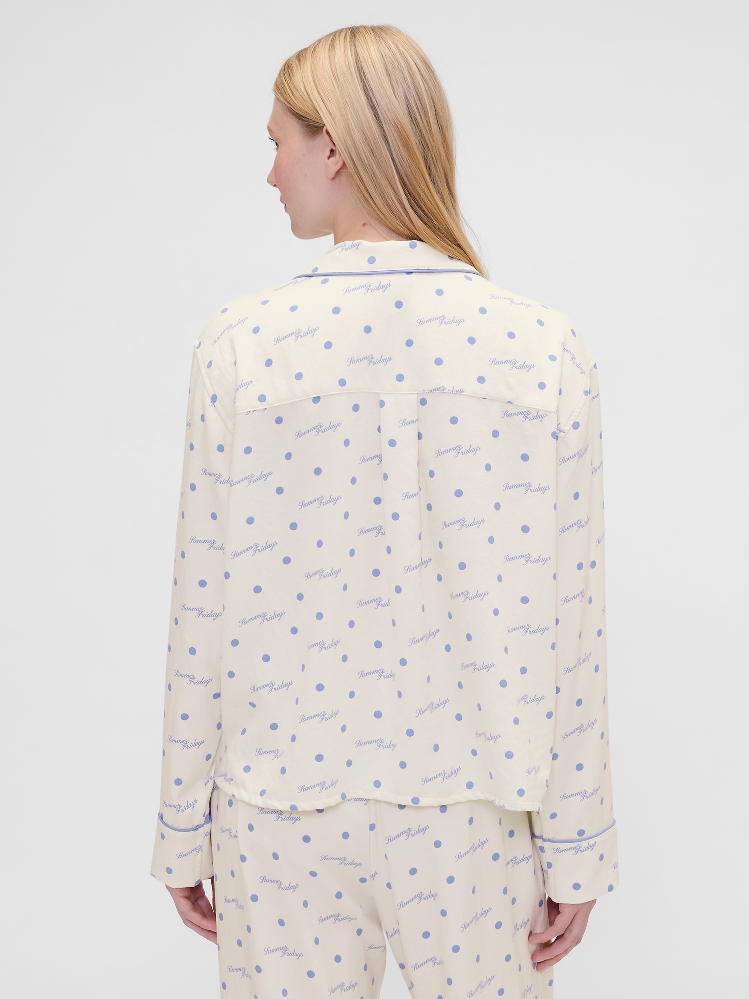 Женская рубашка Gap × Summer Fridays Relaxed Flannel Dotted PJ, цвет: Слоновая кость бежевый — фото 2