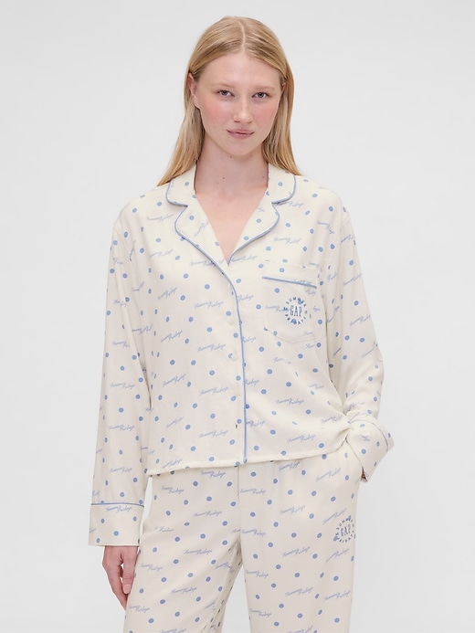 Image number 1 showing, Gap × Summer Fridays Relaxed Flannel Dotted PJ Shirt