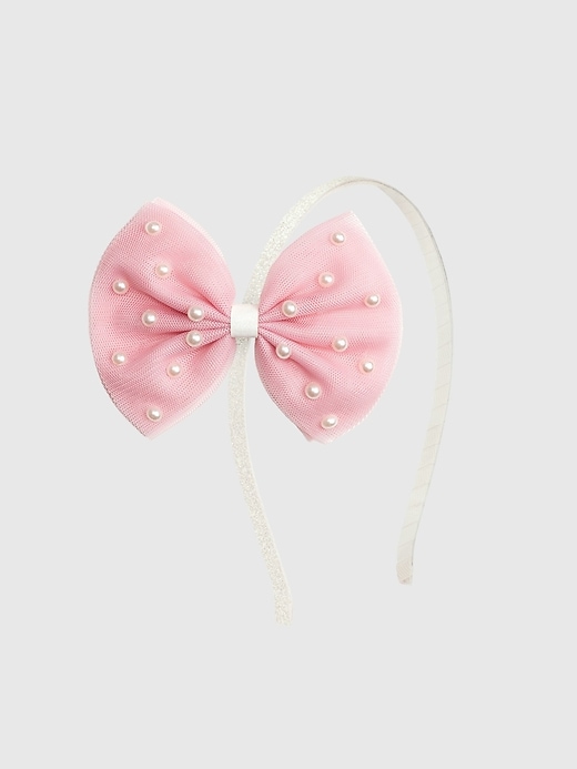 Image number 1 showing, Sweet Wink Pretty Pearl Tulle Bow Headband