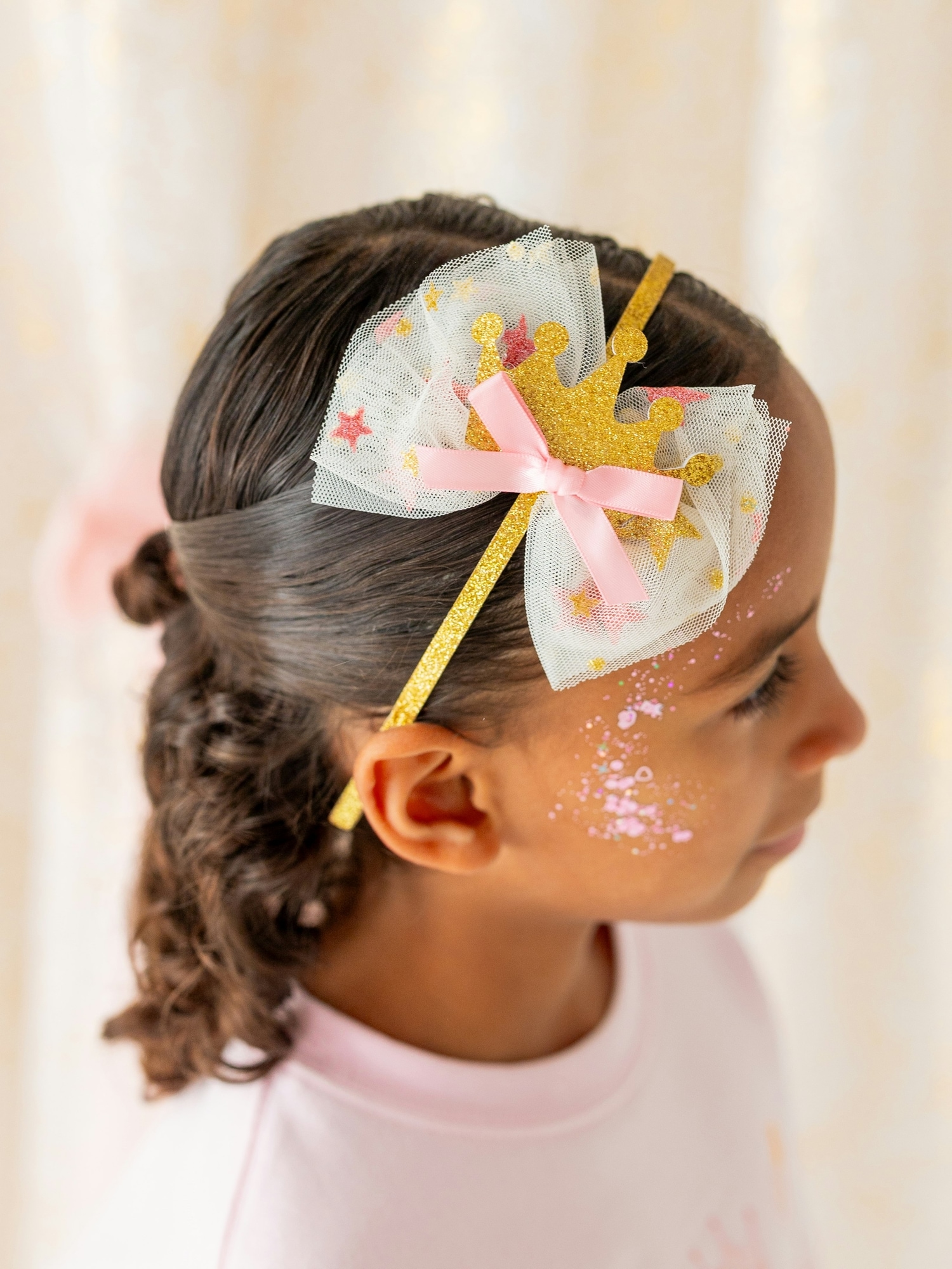 Sweet Wink Princess Crown Tulle Bow Headband