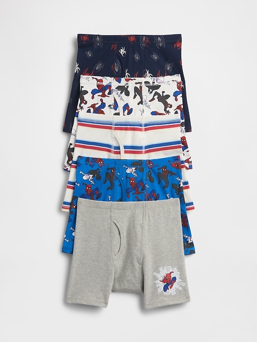 Image number 1 showing, Kids Spider-Man Organic Stretch Cotton Boxer Briefs (5-Pack)