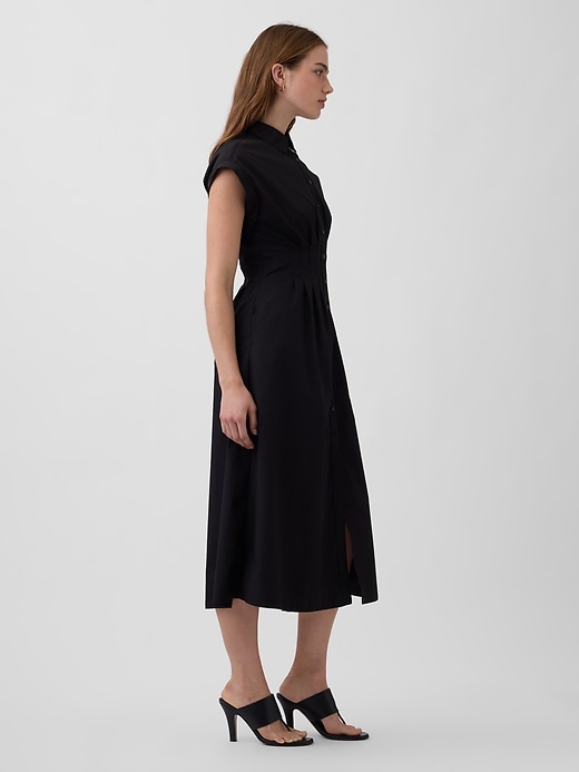 Image number 3 showing, Poplin Cinched Midi Shirtdress