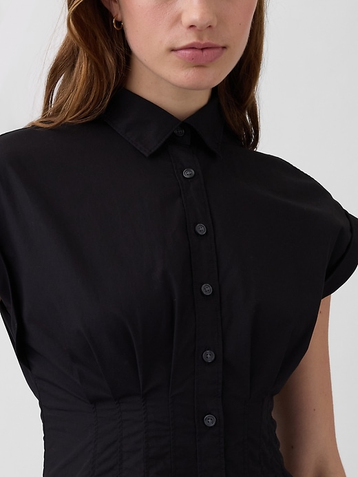 Image number 4 showing, Poplin Cinched Midi Shirtdress