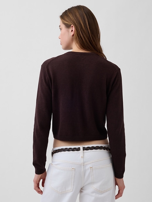 Image number 3 showing, 100% Cotton Relaxed Crop Cardigan Sweater