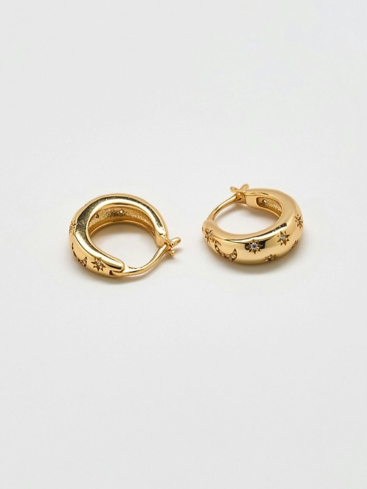 Image number 1 showing, Admiral Row Moon And Star Gold Hoop Earrings