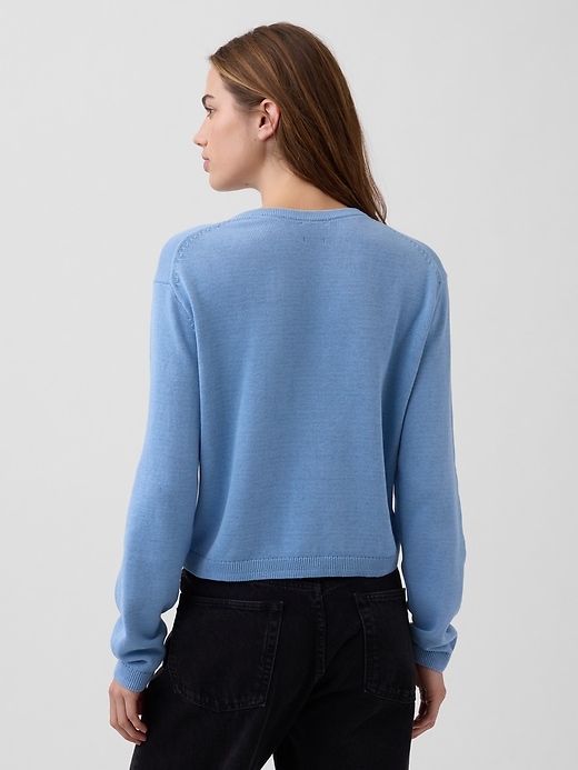 Image number 3 showing, 100% Cotton Relaxed Crop Cardigan Sweater