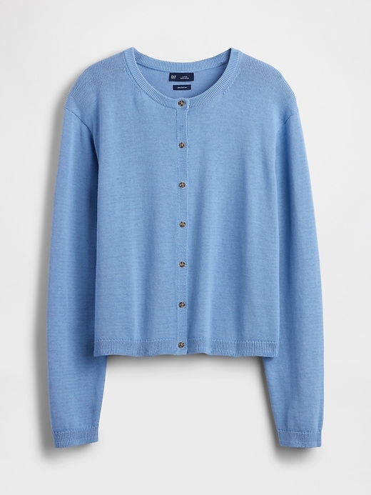 Image number 5 showing, 100% Cotton Relaxed Crop Cardigan Sweater