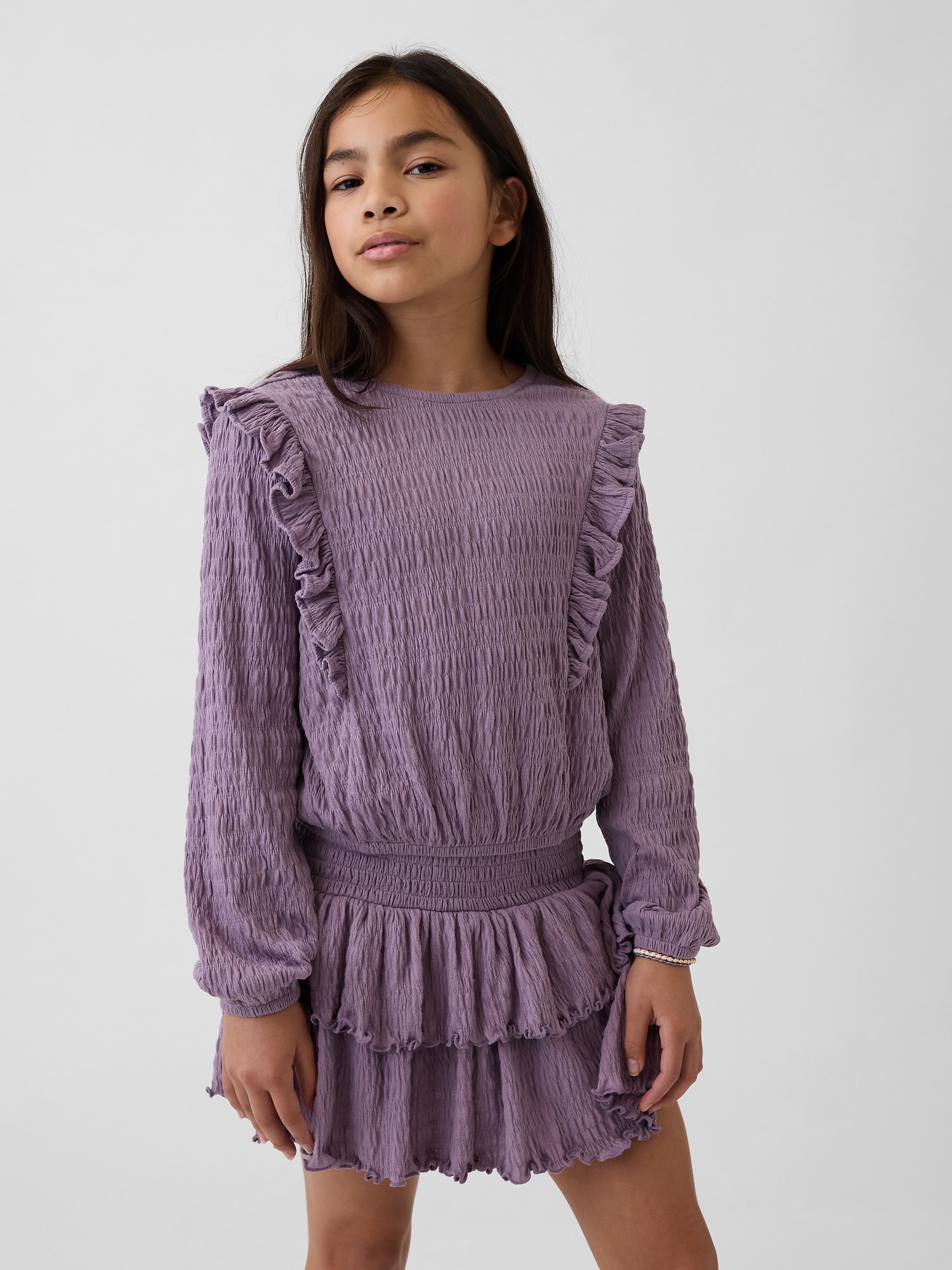 Kids Crinkle Knit Ruffle Top