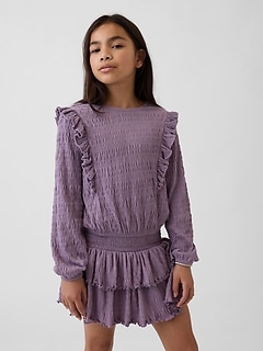 Kids Crinkle Knit Ruffle Top