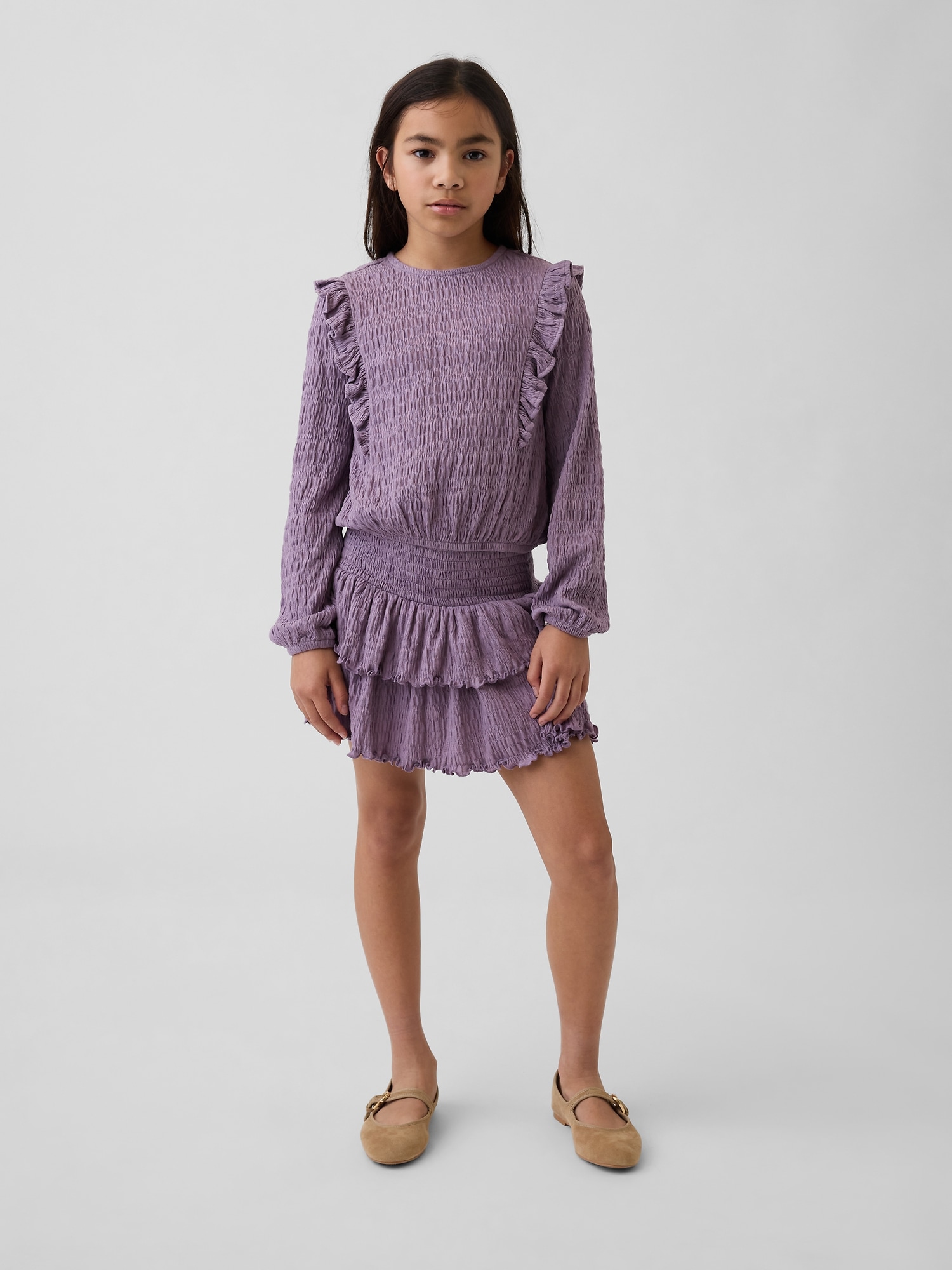 Kids Crinkle Knit Tiered Skort