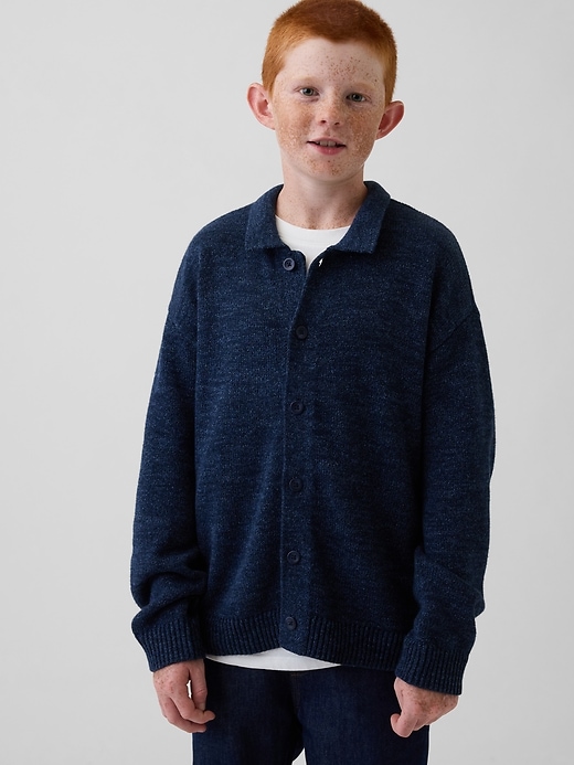 Image number 1 showing, Kids Relaxed Polo Cardigan Sweater