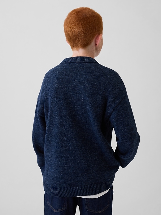 Image number 3 showing, Kids Relaxed Polo Cardigan Sweater