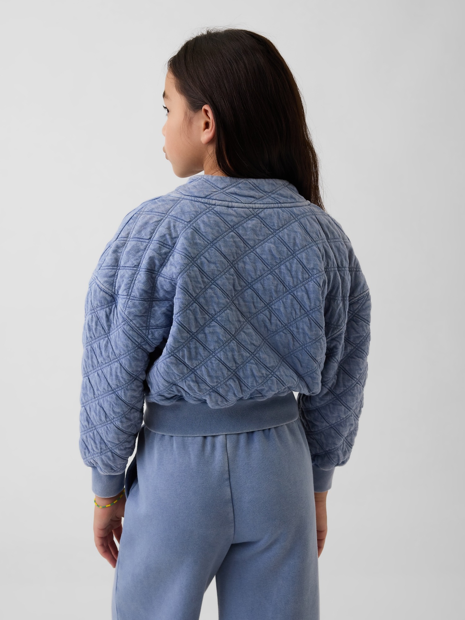 Детская куртка Gap Oversized Quilted Zip, цвет: Синий — фото 3