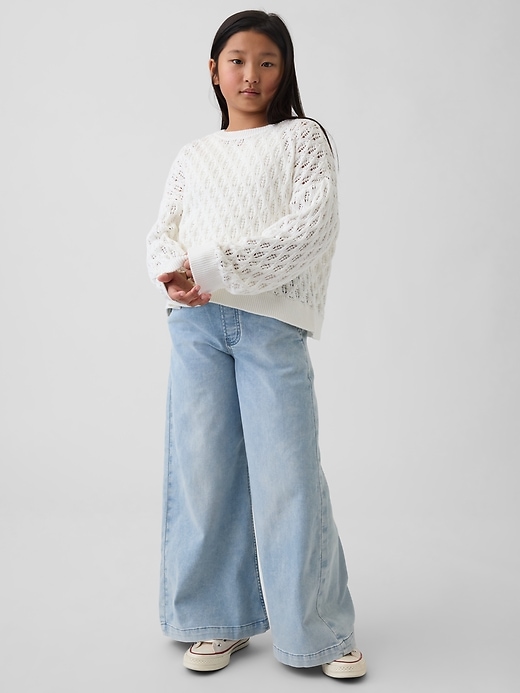 Image number 4 showing, Kids Crochet Oversized Crewneck Sweater