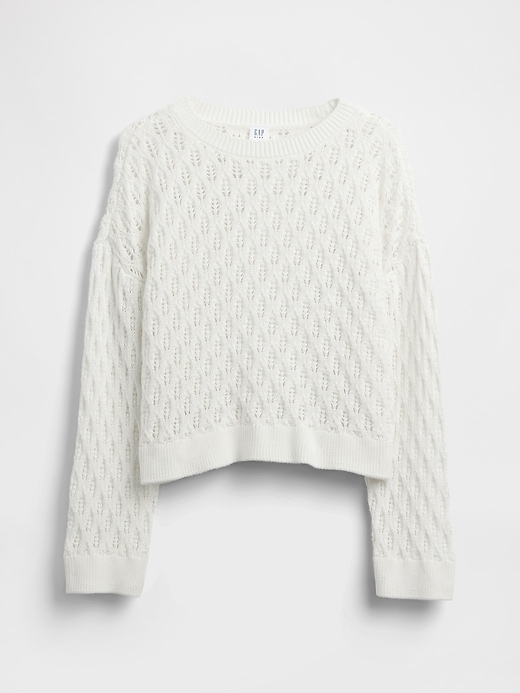 Image number 2 showing, Kids Crochet Oversized Crewneck Sweater