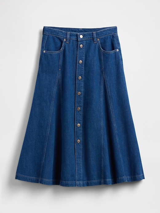 Image number 6 showing, Seamed Denim Button-Front Maxi Skirt