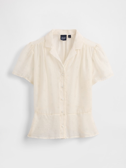Image number 5 showing, Sheer Button-Front Peplum Top