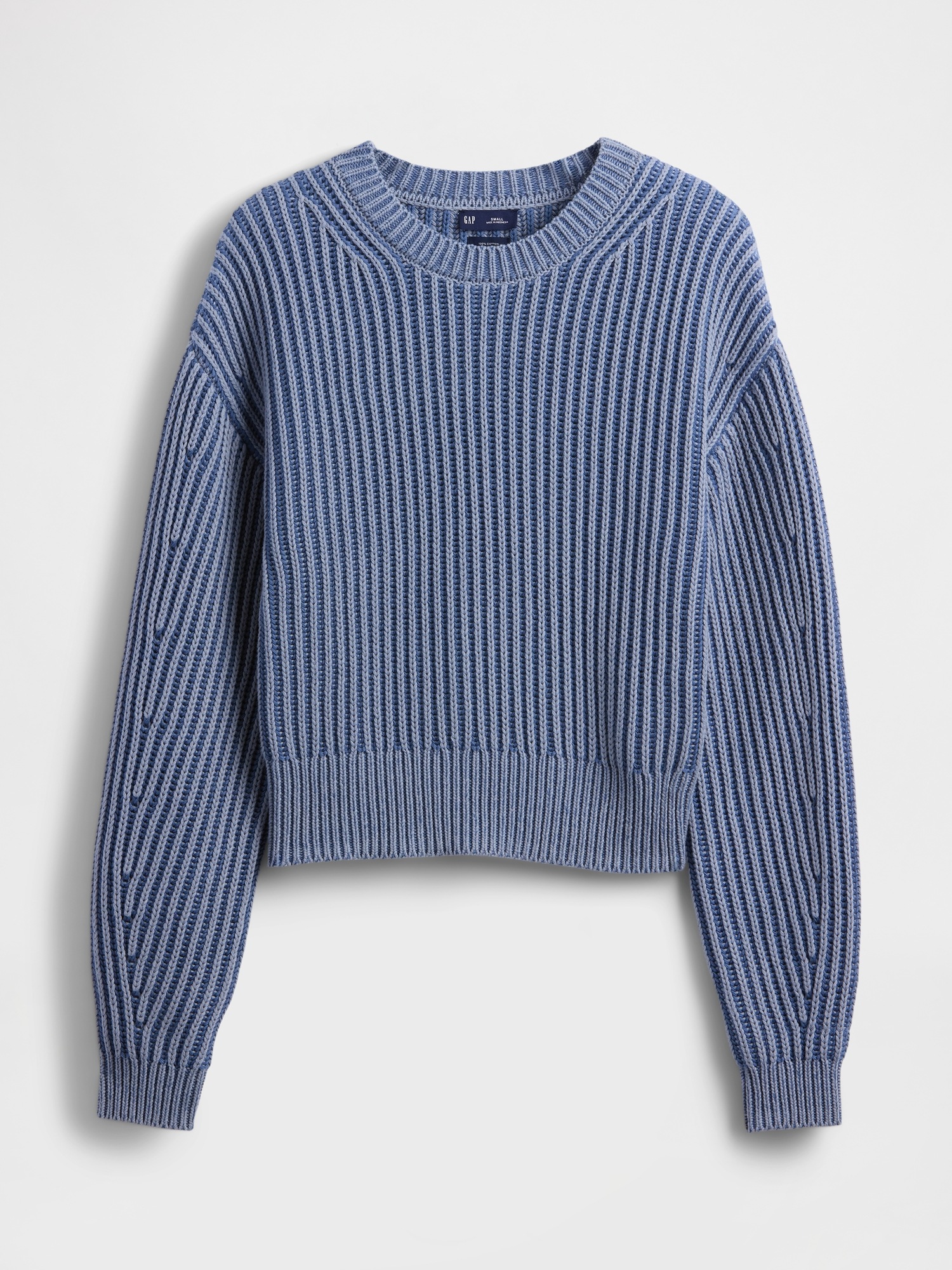 Женский свитер Gap 100% Cotton Barrel-Sleeve Crop Sweater, цвет: Синий — фото 5