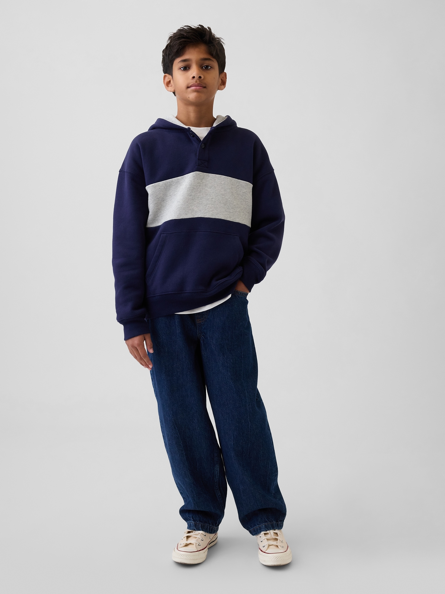 Kids VintageSoft Relaxed Henley Hoodie