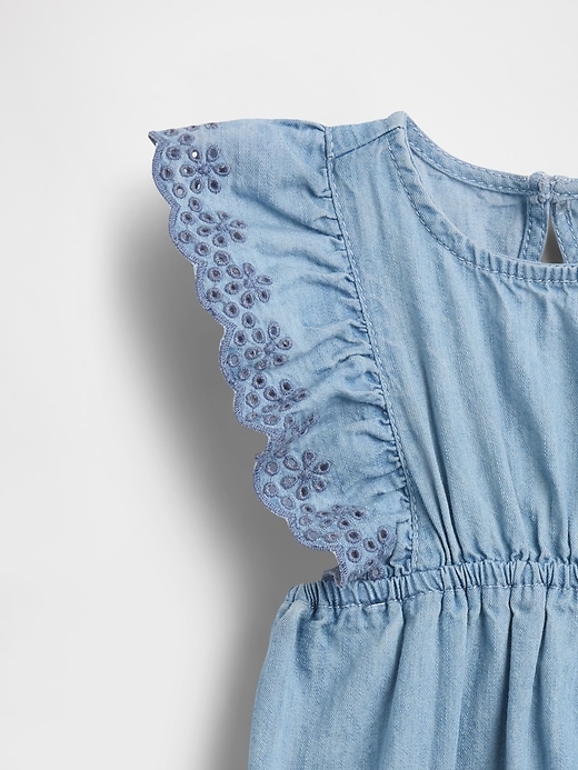 Image number 3 showing, Baby Eyelet Denim One-Piece