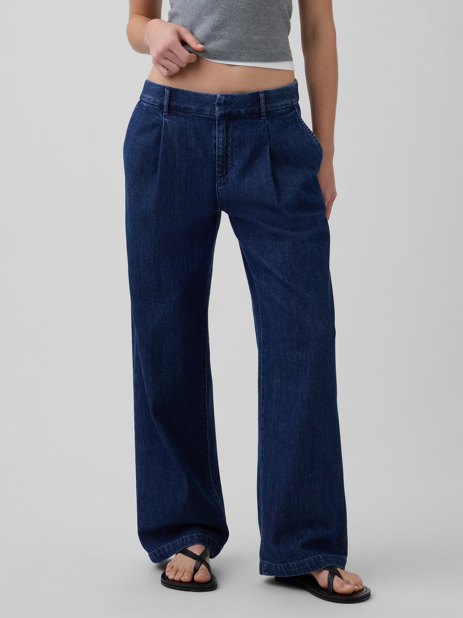 365 Low Rise Denim Pleated Trousers