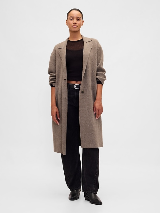 Image number 1 showing, Cotton-Blend Cardigan Coat