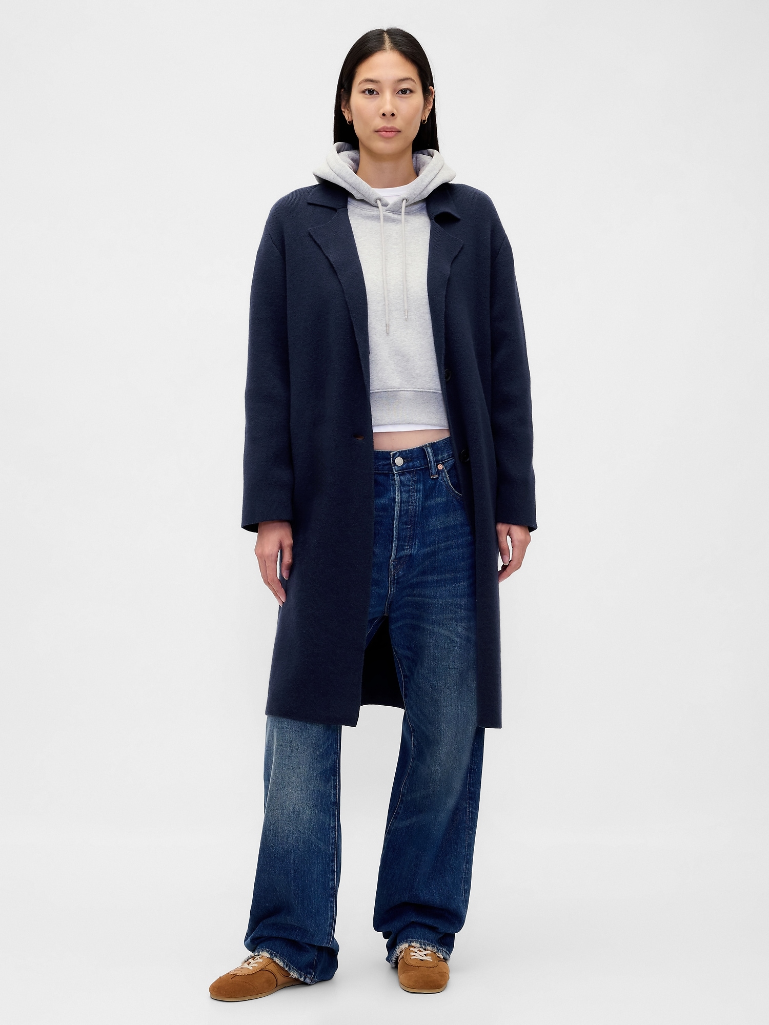 Cotton-Blend Cardigan Coat