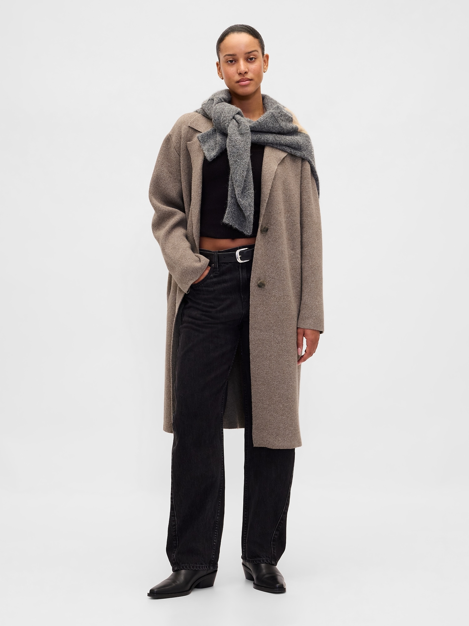 Cotton-Blend Cardigan Coat