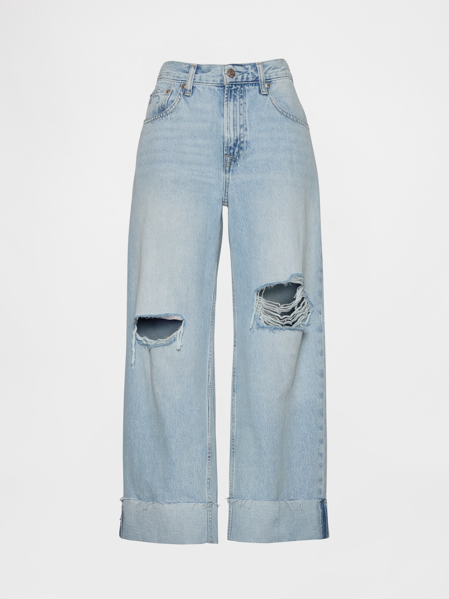 Low Slung Cuffed Relaxed Crop Jeans