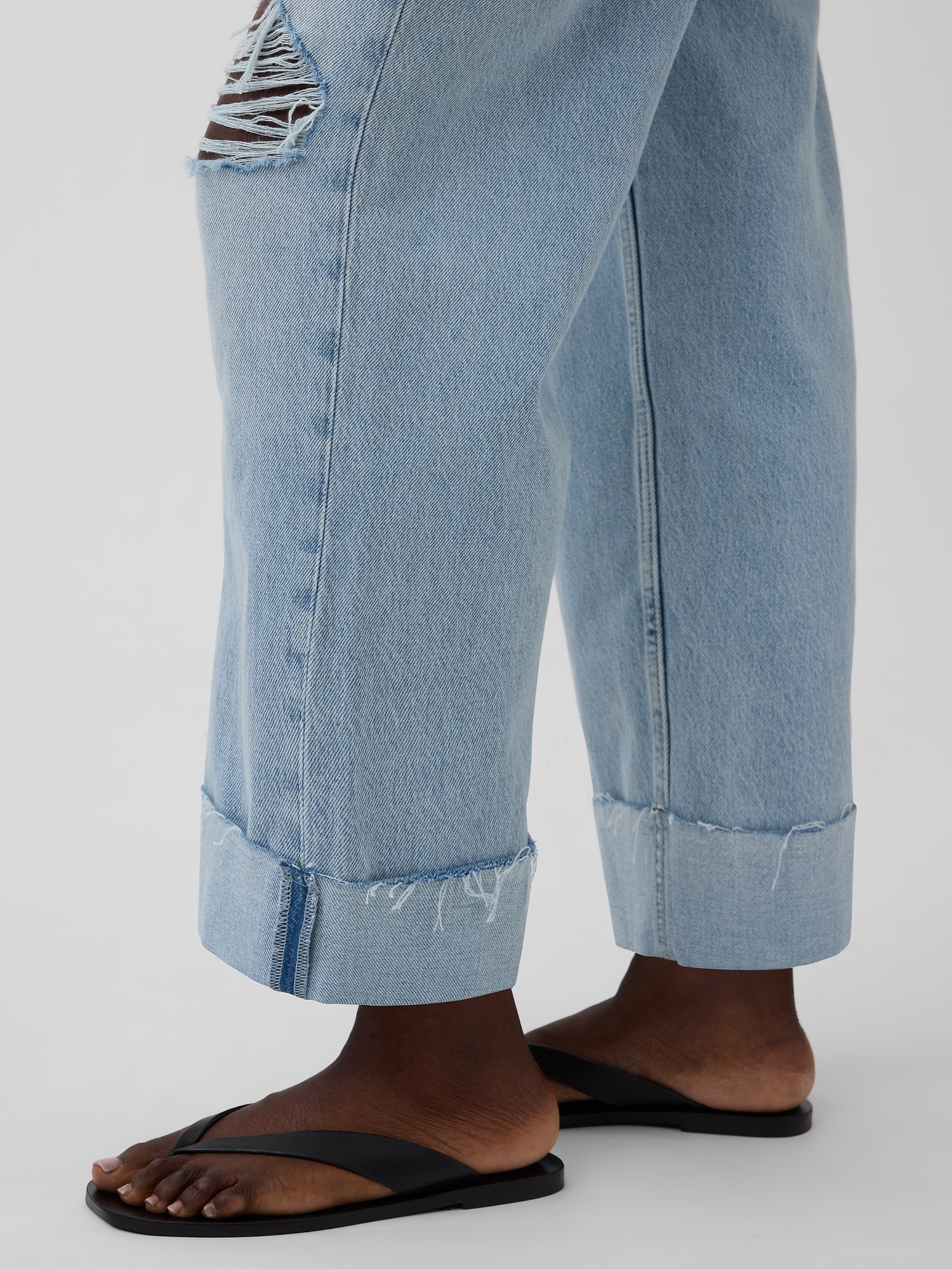 Low Slung Cuffed Relaxed Crop Jeans